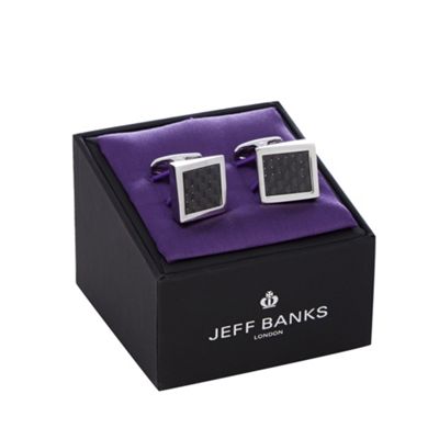 Jeff Banks Metal checked wedge cufflinks in a gift box
